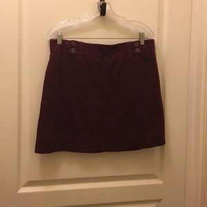 Loft Maroon Cord Skirt w/ Exposed Zip - 8