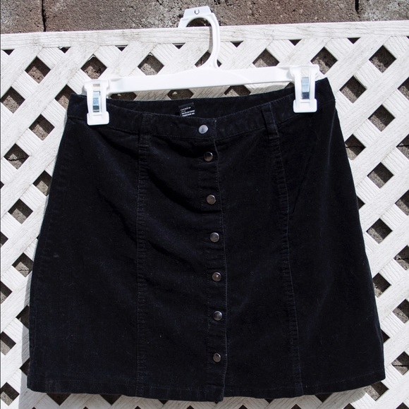 Black Corduroy Mini Skirt