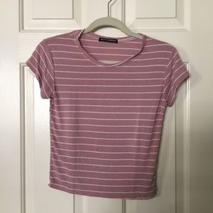 Brandy Melville pink & white striped shirt