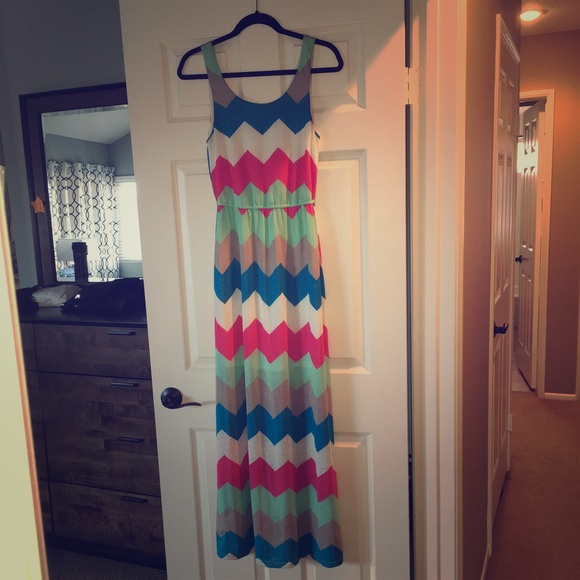 Chevron print tank maxi dress