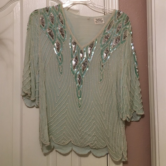 Vintage Silk Beaded Sequin Top