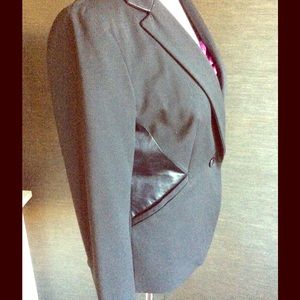 Women's Black blazer with leather accents