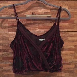 Kimchi Blue cropped burnout velvet top.