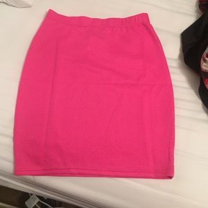 bright pink tight high waisted skirt