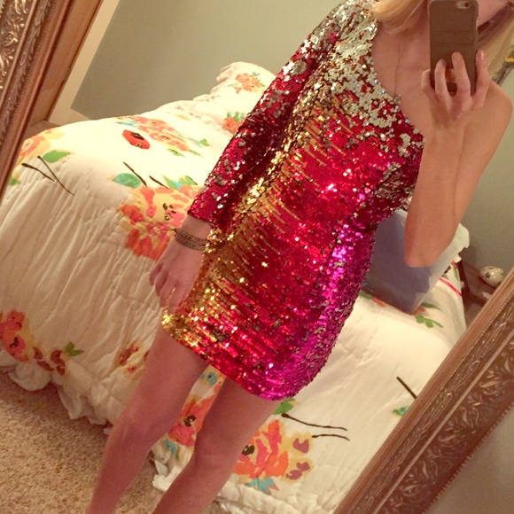 Multicolor sequin homecoming dress