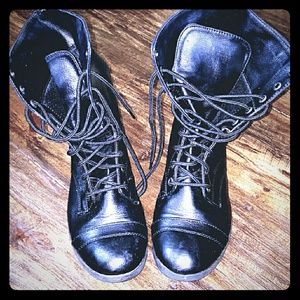 Black combat boots