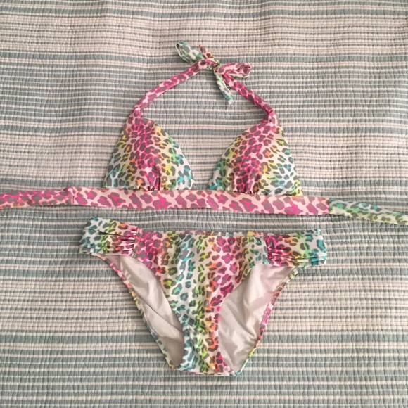 Victoria's Secret Neon Leopard Bikini, Medium
