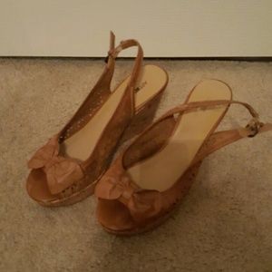 Tan slingback wedges