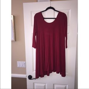 Red long sleeve T shirt dress