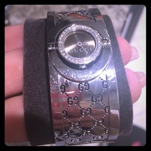 Gucci diamond bezel watch and bangle