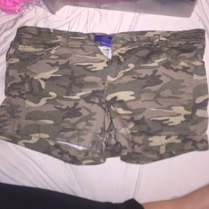 Miley Cyrus camo shorts