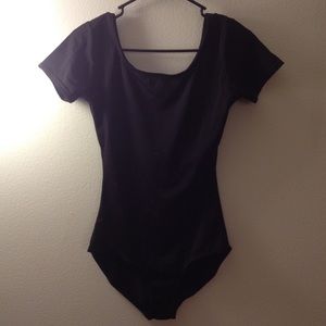 Black Short Sleeve Bodysuit Leotard