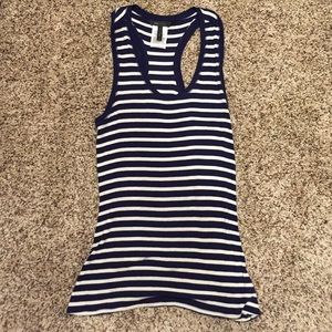 Navy blue and cream stripe tank