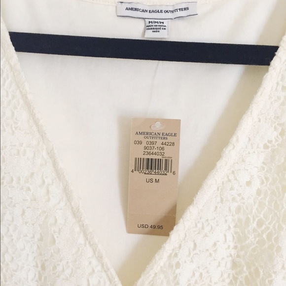 SOLD. AE Cream Lined Lace Romper - Picture 3 of 4