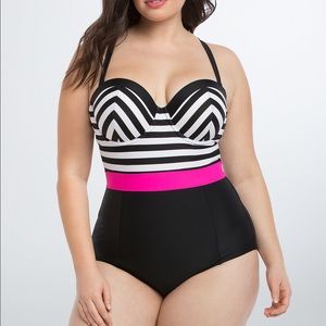 Torrid chevron/color block one piece swimsuit