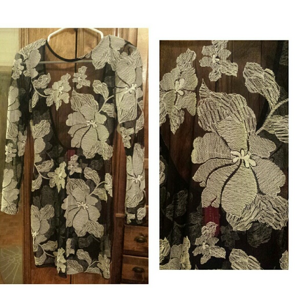 Akira long sleeve sheer flower detail dress/top - Picture 3 of 5