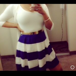 Blue and white dress