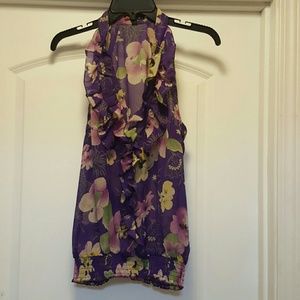 Floral purple halter top