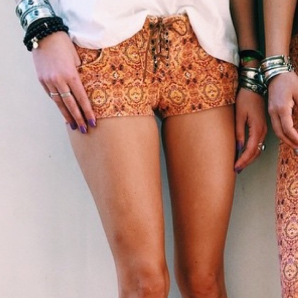 LF Paisley Orange Carmar Shorts - Picture 2 of 3