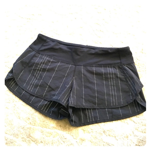 Lululemon Black Run Speed Shorts with stripes