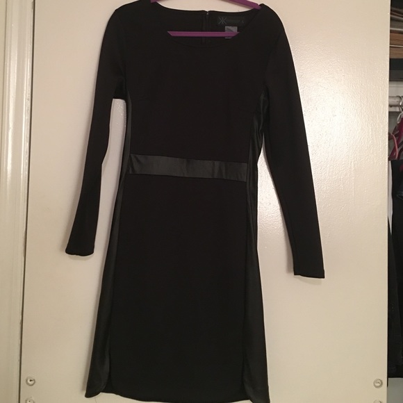 Black leather embellished dress