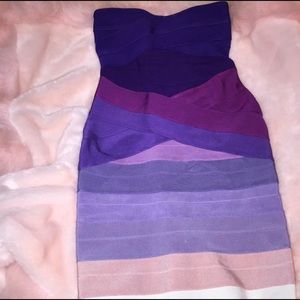 Purple pink ombre bondage dress
