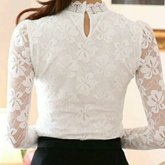 Sold. Fleece lined. Winter white Blouse - Picture 2 of 3