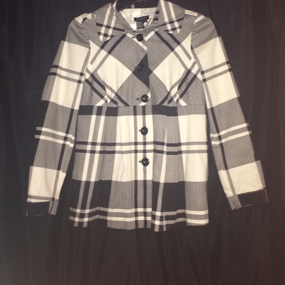 Black & White Plaid Peacoat
