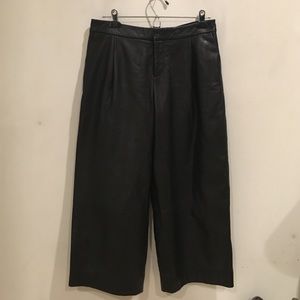 Club Monaco Real Leather Wide Leg Capri Pants
