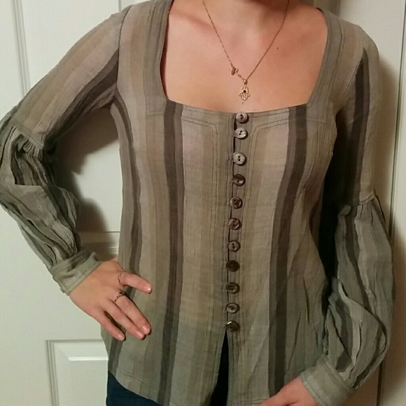 🆕Free people striped  long sleeves top - Picture 2 of 4