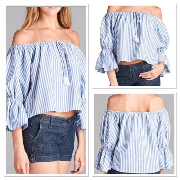 Striped Off Shoulder Tassel Top - Final