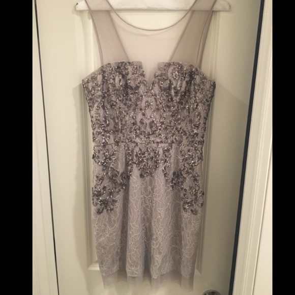 BCBGMAXAZRIA NWT silver dress