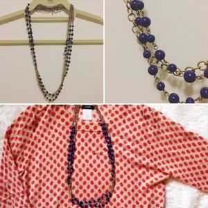 J. Crew Blue and Gold Necklace