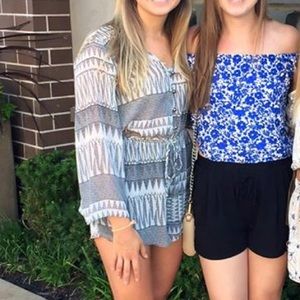 Geo patterned long sleep romper