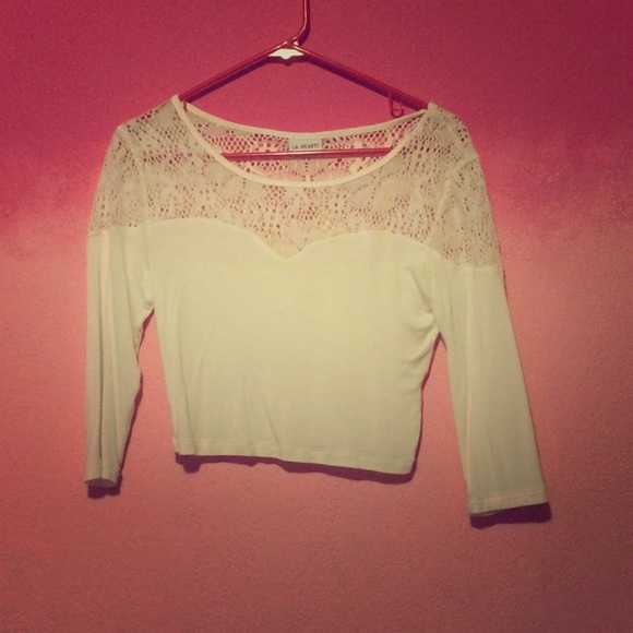 Cream, 3/4 sleeve crop top