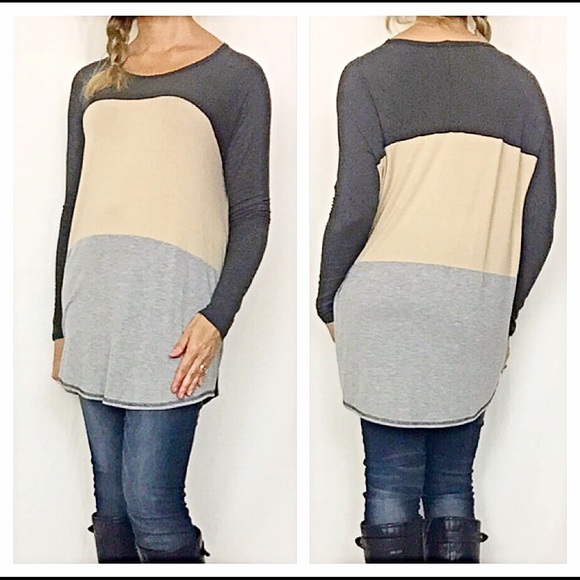 🚫SOLD OUT🚫Color Block Relaxed Flowy Tunic Sold - Picture 2 of 4