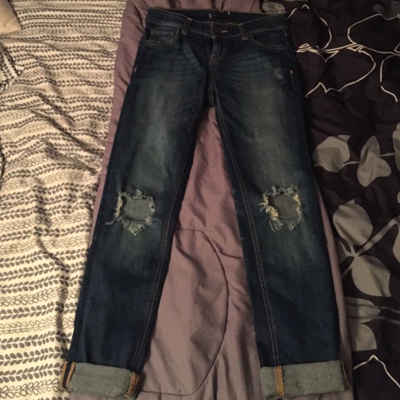 Dark denim ripped jeans