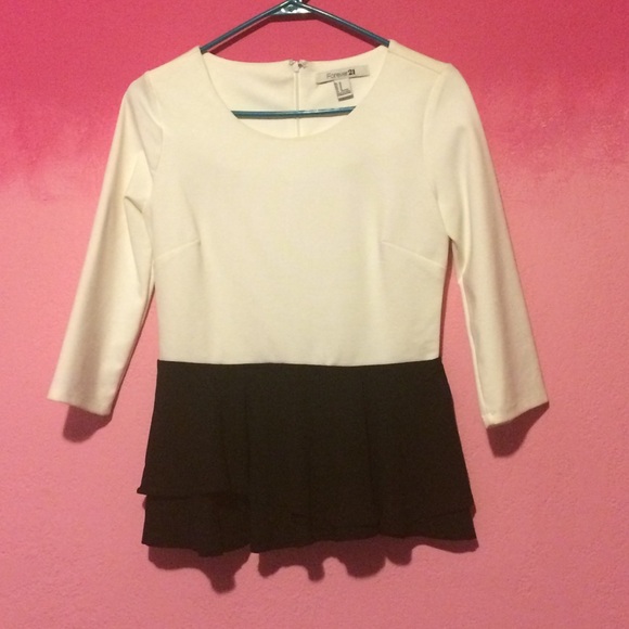 Black and white peplum top