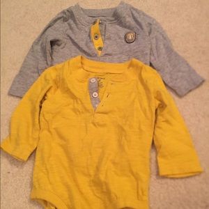Carters Long Sleeve Onesie's, yellow and gray.