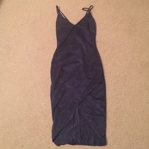 Navy Blue Faux Suede Mini Dress