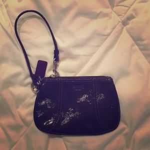 Dark Purple Patent Leather Coach Wristlet