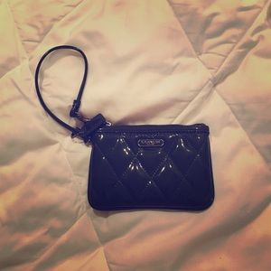 Navy Blue Coach Patent Leather Wristlet