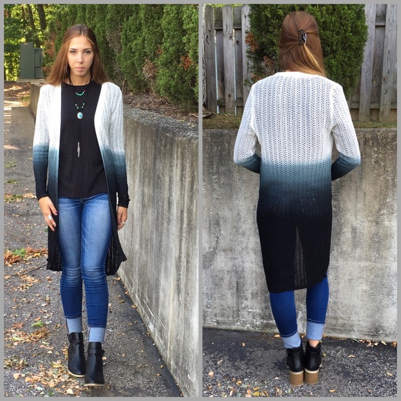 Ombre Long Cardigan Sweater - Picture 2 of 3