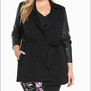 Torrid Trench Coat w/ Faux Leather Sleeves