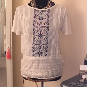Lucky Brand Embroidered white tee