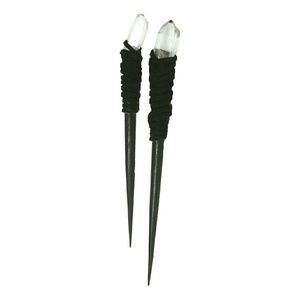 Leather Wrapped Bamboo Quartz Crystal Hair Sticks