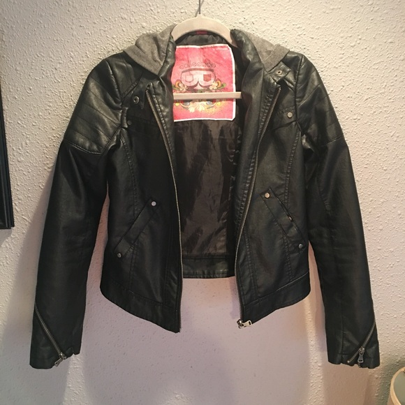 Jackets & Blazers - Black faux leather moto jacket