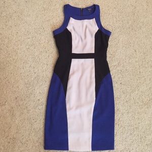 Blue white and black cocktail dress