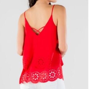 Red spaghetti strap top
