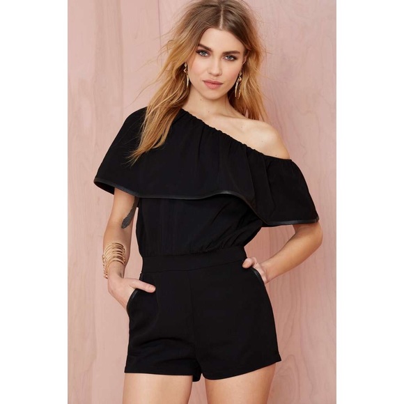 Nasty Gal Isla Bonita Ruffle Black Romper